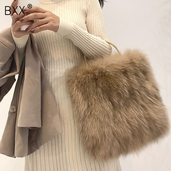 

bxx] real fur shoulder bags for women 2019 winter warm crossbody messenger bag female travel solid color handbags a228