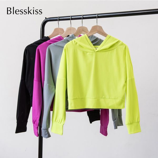 

blesskiss thumb hole yoga fitness women sport shirt crop hooded long sleeve gym running workout jacket sportswear, White;red