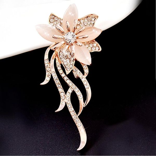 

fashion women brooch pin rhinestone inlaid flower brooch pin cardigan shawl decor wedding evening party woman's accesories, Gray