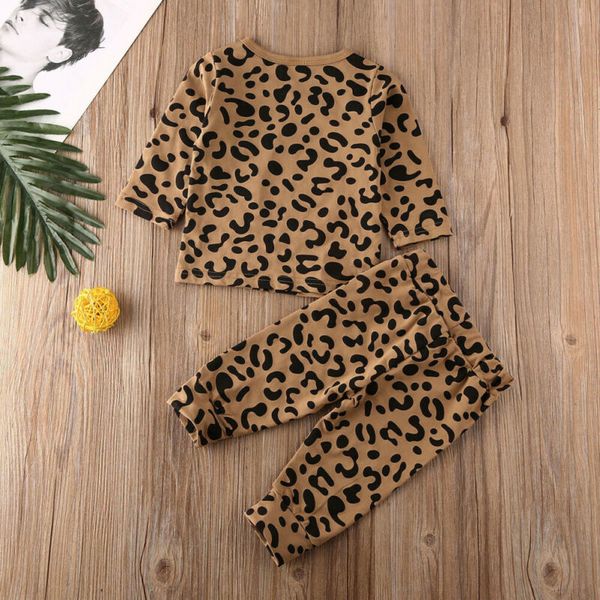 

fall autumn leopard newborn baby girl boy clothes long sleeve +leggings pants winter outfits, White