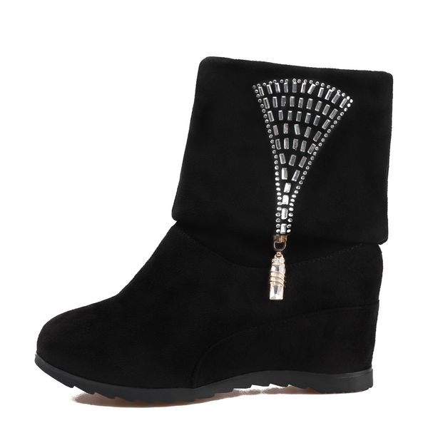 

sagace winter boots women shoes keep warm wedges ankle boots winter fashion zipper shoes ankle for women, Black