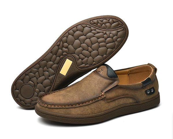 

2019 fashion brand men shoes luxury men genuine leather shoes casual male leather slip on loafers, Black