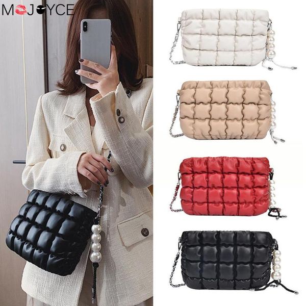 

women pu leather soft messenger shoulder bag pearl pendant chain handbag fashion bolsa feminina bags handbags women bags