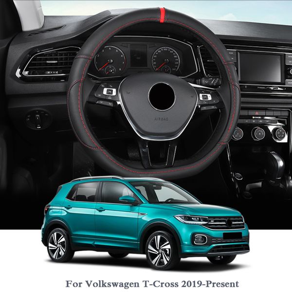 

qcbxyyxh car styling for volkswagen t-cross 2019-present steering wheel covers leather steering-wheel cover interior accessory