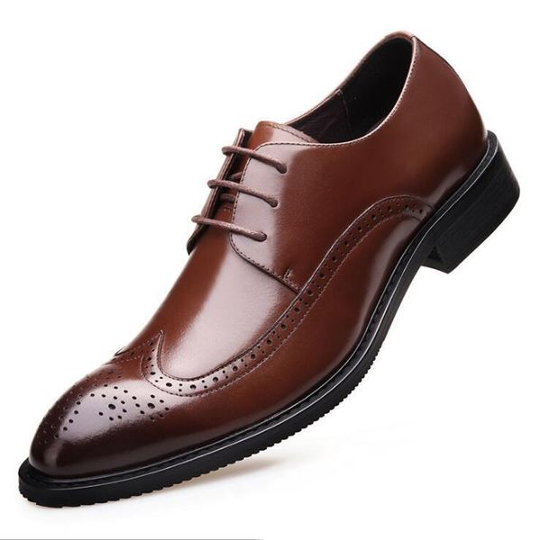 Italiano Elegante Sapatos de Casamento Dos Homens Preto Brogue Couro Genuíno Partido Casual Business Formal Vestido Sapatos Marrons