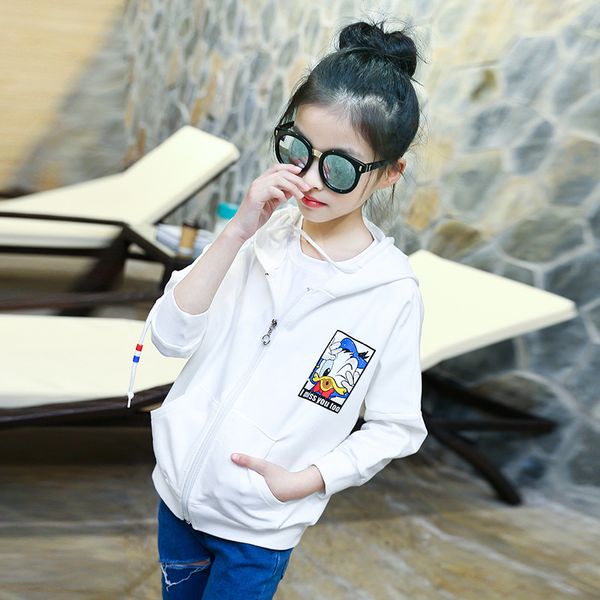 

girls spring jacket toddler kids white hooded cartoon windbreaker coats children's autumn outerwear clothes for a teenager, Blue;gray