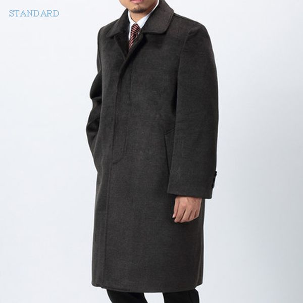 

winter woolen coat men jackets super warm long pea parka male turn down collar faux fur overcoat plus size 5xl lx780, Black