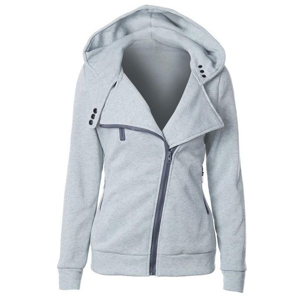 

designer winter women hoodies sweatshirts autumn long sleeve hooded jacket warm zipper sweatshirt women plus size solid 8 colors wholesale, Black