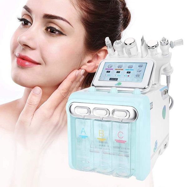 

new upgrade multi-functional beauty equipment 6 in 1 h2o2 oxygen jet peel hydra beauty skin cleansing hydr dermabrasion facial machine water, Black;white