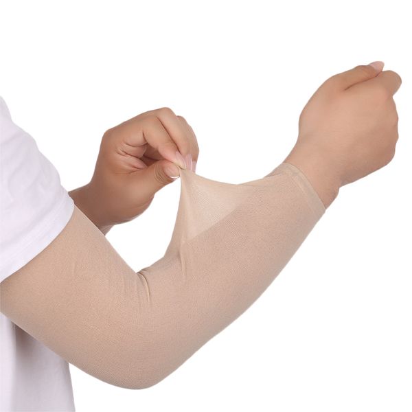 

1 / 2pcs крышки unisex лето солнцезащитный нарукавник татуировки up сжатие рукава bands предплечье корректор поддержка цвета кожи, Silver