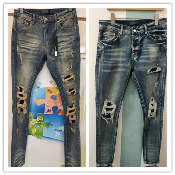 

new arrivals luxyry men designer jeans button zipper mens jeans casual men pants high street destroyed biker denim size w29-w40, Blue