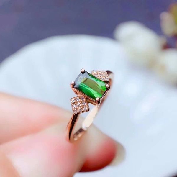 

shilovem 18k rose gold natural tourmaline rings fine jewelry women trendy wedding open wholesale 4*6mm bj04062929agx, Golden;silver