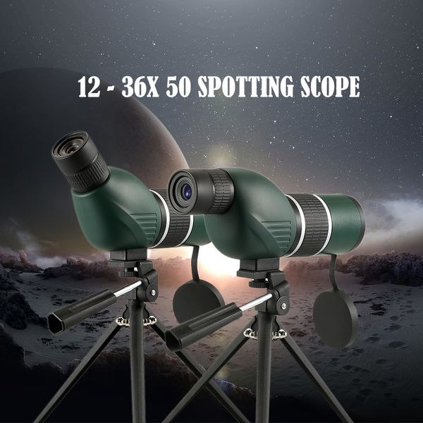 

12-36x50 straight / angled spotting scope with tripod portable travel scope monocular telescope with tripod carry case