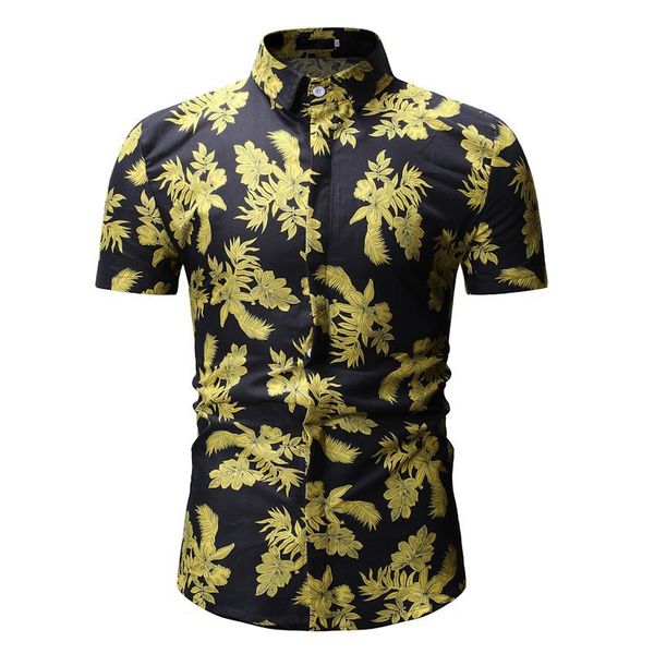 

2019 new summer fashion mens shirt slim fit short sleeve floral shirt mens clothing trend casual flower shirts, White;black