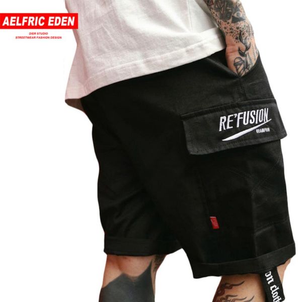 

aelfric eden 2018 новые летние шорты мужские грузовые шорты мужские с карманами ленты длиной до колен as081, White;black