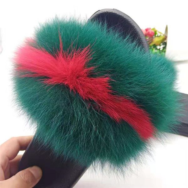 

women furry slippers ladies shoes cute plush hair fluffy sandals female fur slippers summer men fur slides 36-45 big size, Black