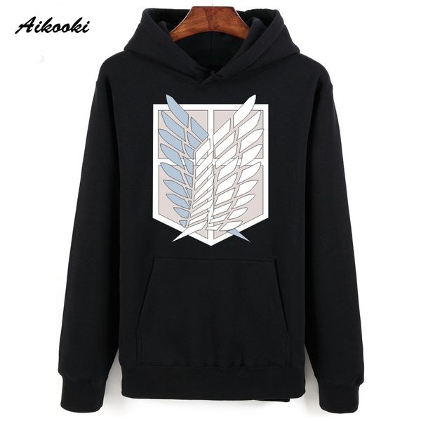 

aikooki attack on titans hoodies men/women sweatshirt japan popular anime allen hooded sweatshirt boys funny cartoon fashion top, Black