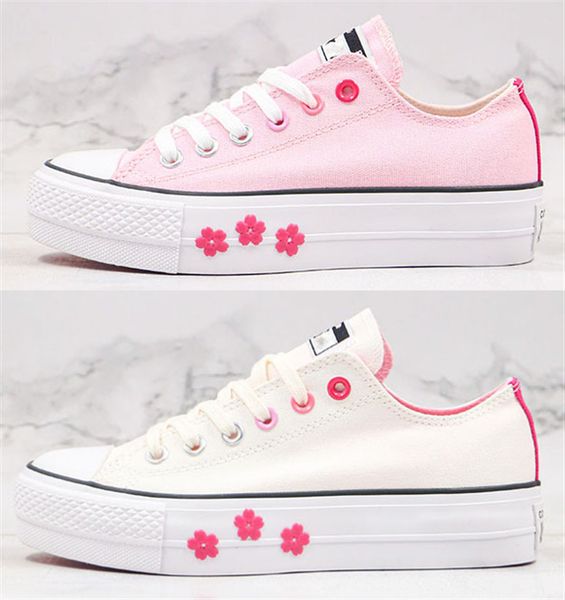 

new 1970s star lift ox designer canvas shoes sakura thick-soled wonmens canvas shoes casual board shoes peach pink white pink size 35-40, White;red