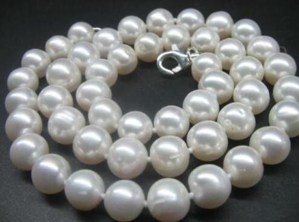 

9mm round round white pearl necklace 17 ", Silver