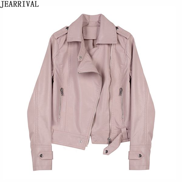 

2019 spring chic faux leather jacket women street fashion motorcycle pu leather jacket zipper slim short biker basic coat, Black