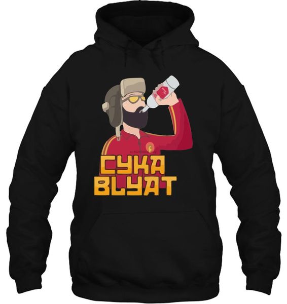 

men hoodie russian slav cyka blyat vodka meme printed women streetwear, Black