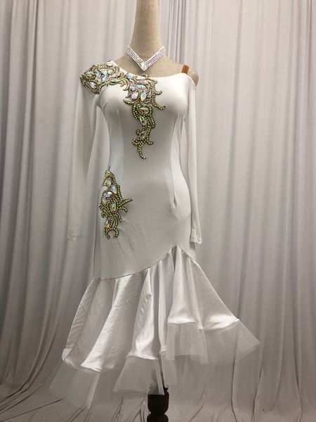 

latin competition dance skirt women 2020 long sleeve white standard latin dancing wear rumba dance dress, Black;red