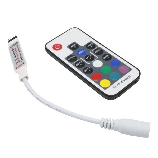 Mini-RGB-LED-Streifen-Controller, 12 V, USB-Stecker, RF Wireless, 17 Tasten, Fernbedienung für SMD 5050 RGB-LED-Streifenbeleuchtung