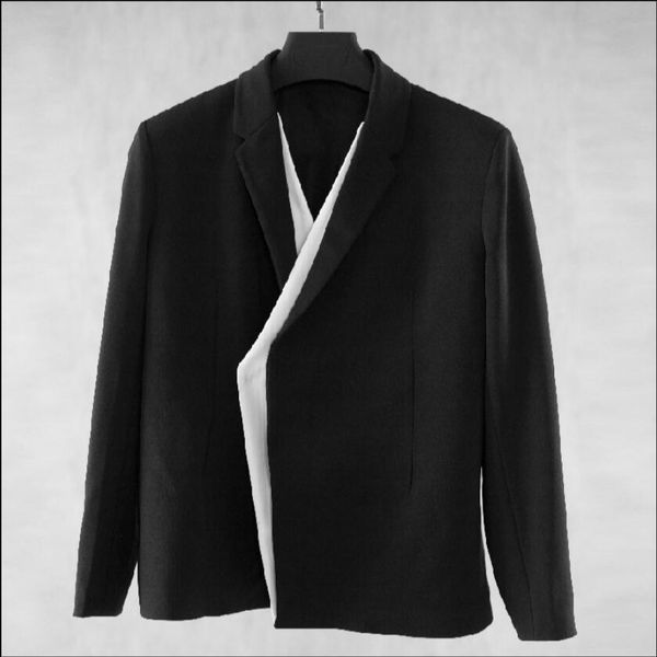 

s-6xl 2019 original models new men's black and white stitching suits jacket hair stylist tide plus size singer clothing, White;black