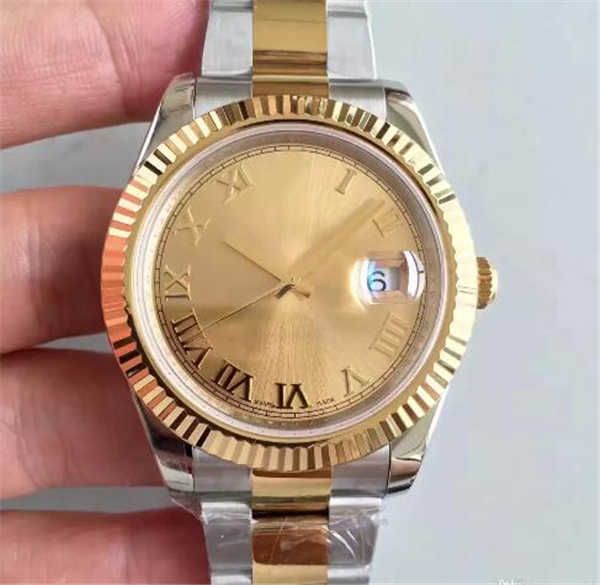 

26 discount luxury watch automatic movement 41mm 18k gold watch date style roman digital dial sapphire mirror original folding buckle watch, Slivery;brown