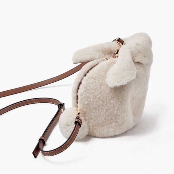 

new original women shoulder bag lamb hair bag simple mobile phone genuine leather handbag gn-sb-zptzjy