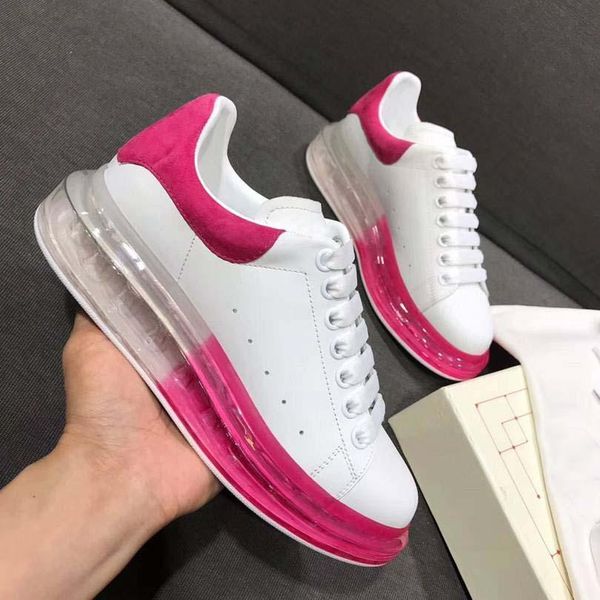 

2019 new season designer luxury mens casual shoes clear sole trainers red yellow pink transparent crystal bottom flats men women l1, Black