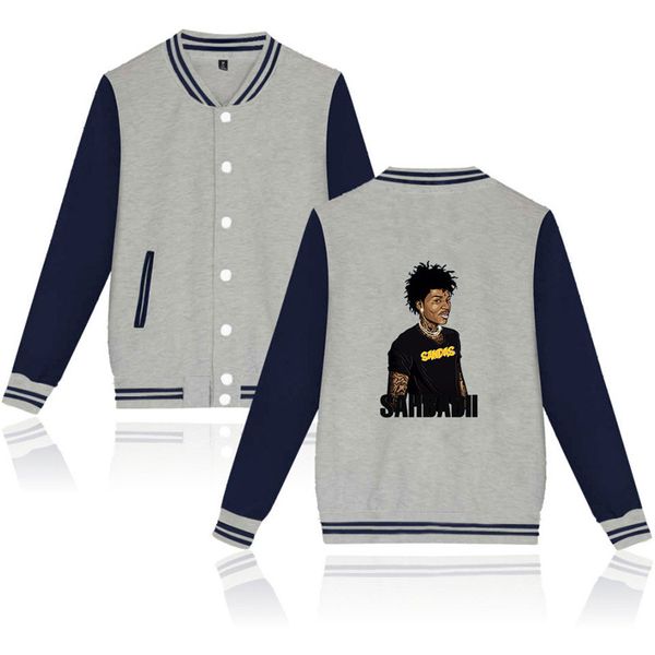 

rapper sahbabii mens hoodies autumn designer long sleeve stand collar loose baseball uniform fashion cardigan male outerwear, Black