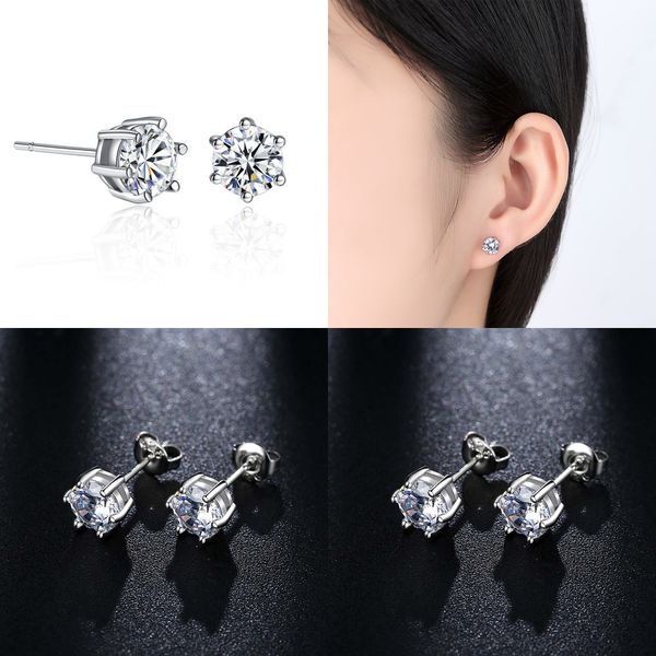 

plating white gold: ear nail earring zircon man ma'am ear nail claw concise ear nail pendientes de los hombres vintage earrings, Silver