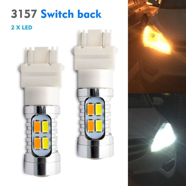 

2018 1300lm 3157 error high power led white/amber turn signal light bulbs