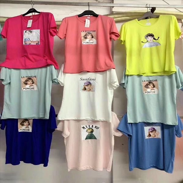 

2020 с коротким рукавом детских одежды ночью одежда рынка 2020 коротких рукавами футболки детской одежды женской футболкой ночного рынка жен, White