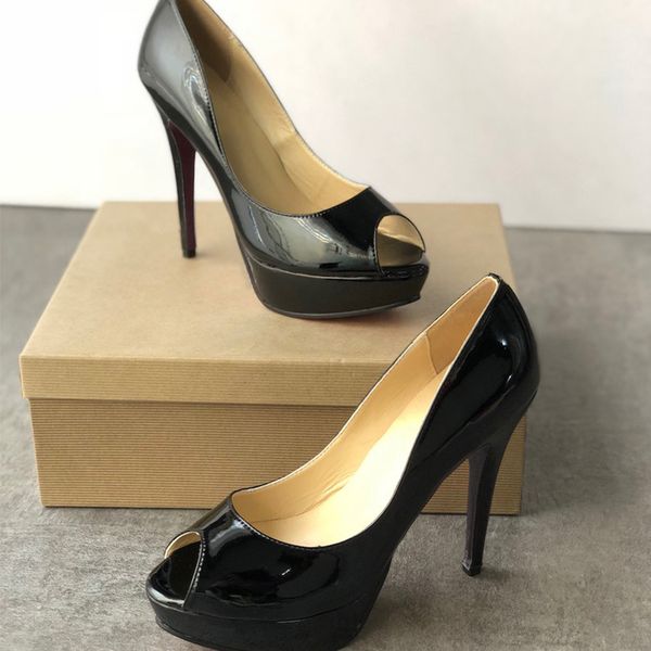 

women high heels sandals designer shoes heels genuine leather pummps high 13 cm girls peep toes sandals wedding shoes, Black