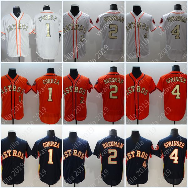 

2019 Houston Gold 27 Jose Altuve 2 Alex Bregman 35 Justin Verlander 4 George Springer Carlos Correa Jerseys Navy Blue White Orange Mens