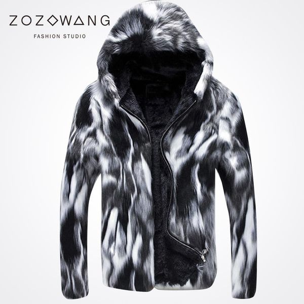 

wholesale- 2017 new special winter fur coat casual men's wild thick fur coat leather grass black and white fashion