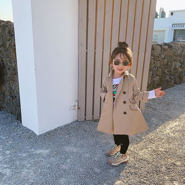 

2020 spring new children's clothing, girls' european and american style, fashion, fit, windbreaker, spring coat outerwear, Blue;gray