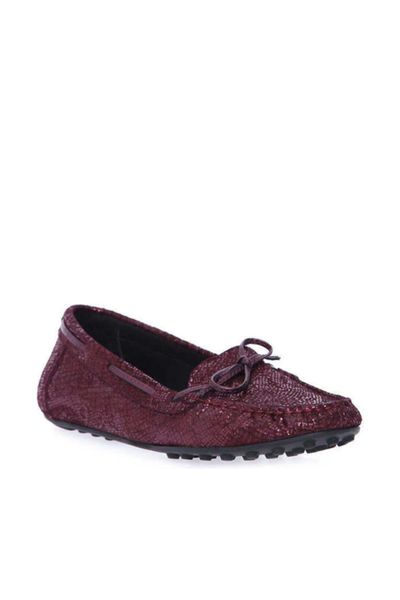 

derimod genuine leather burgundy women 's loafer shoes, Black