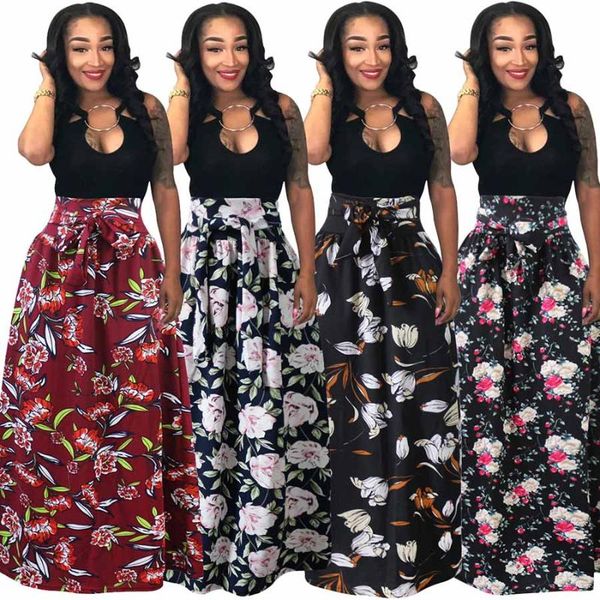 

african skirt for women summer vertical long print skirts for women dashiki african style clothing long maxi skirt, Black