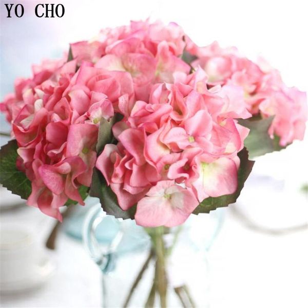 

yo cho artificial hydrangea flowers branch silk fake flowers for home garden christmas wedding door home decor fabric hydrangeas