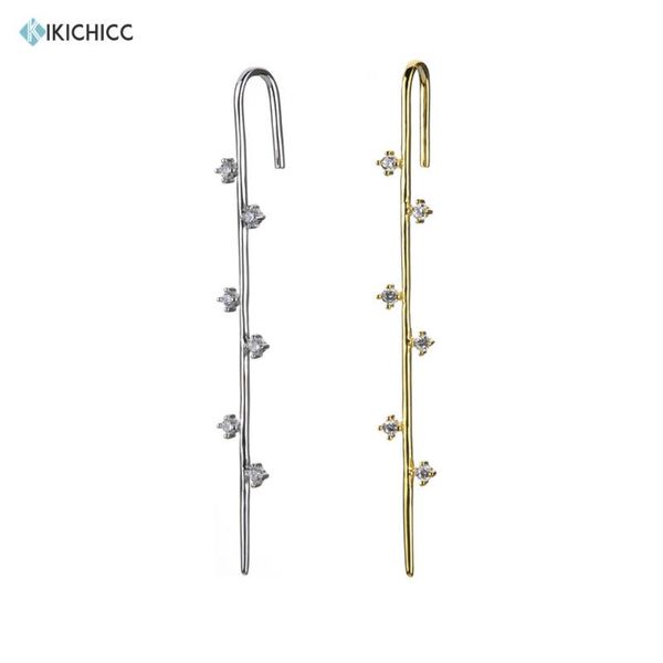 

kikichicc 925 sterling silver long ear bar thread ear pin cuff earring cool punk rock long women fashion jewelry, Golden;silver
