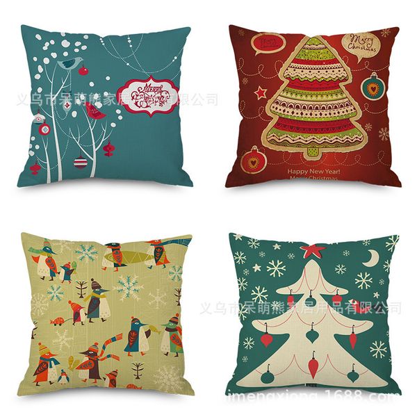 

new year christmas tree flax embrace pillow case imitate mabaozhen automobile sofa back cushion cushion bedside backrest pillow factory