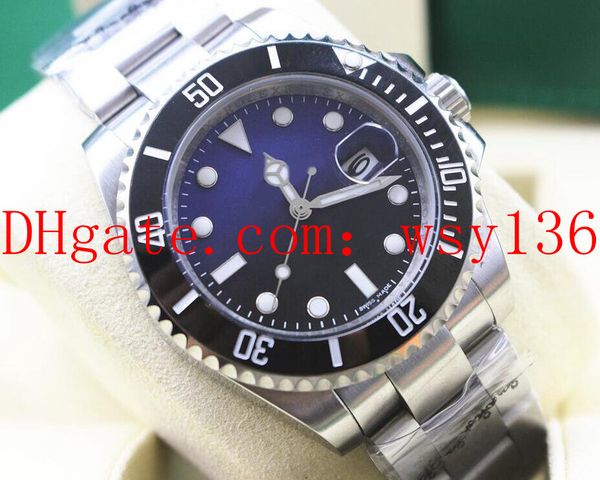 

new men's sport watches blue black dial blaken date ceramic bezel sapphire crystal 116619 stainless steel wristwatches, Slivery;brown