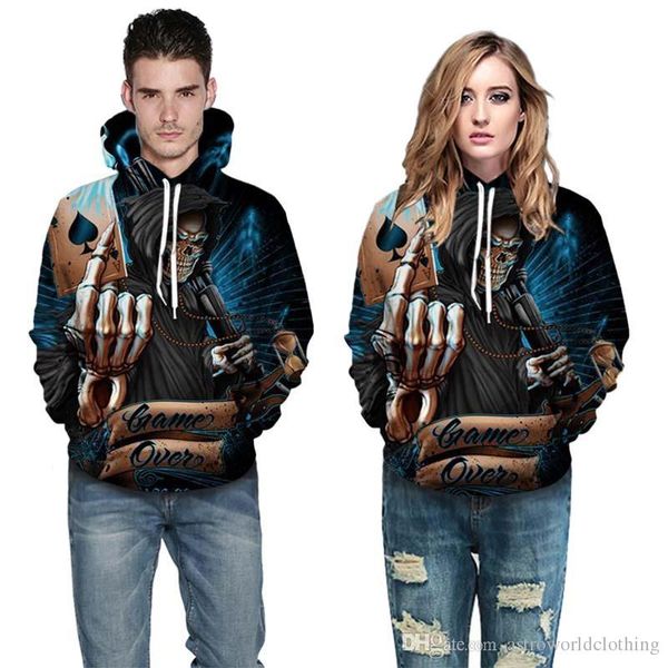 

skulls printed men designer pullover death teenager o neck long sleeve luxury hoodies spring fashion male clothing, Black
