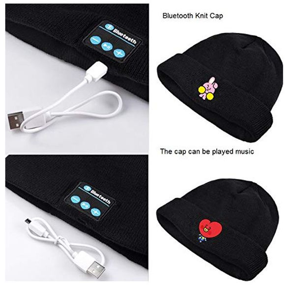 

k-pop bangtan boys cartoon cute knitted hats hip hop black warm beanie knitted hats leisure hats