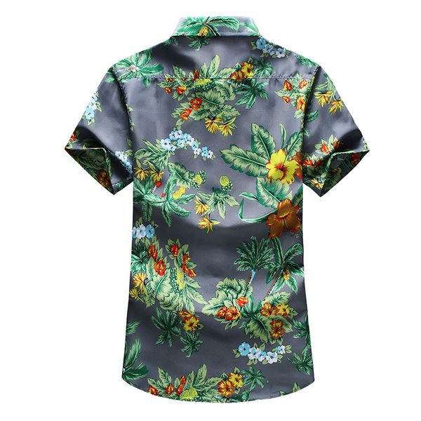 

16 color men's hawaiian short sleeve shirt 2020 summer new casual printing flower shirt male brand clothes plus size 5xl 6xl 7xl, White;black