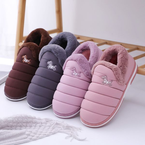 

plus size short plush home slipper woman shoes new arrival leisure indoor slipper woman plus velvet waterproof cotton slippers, Black