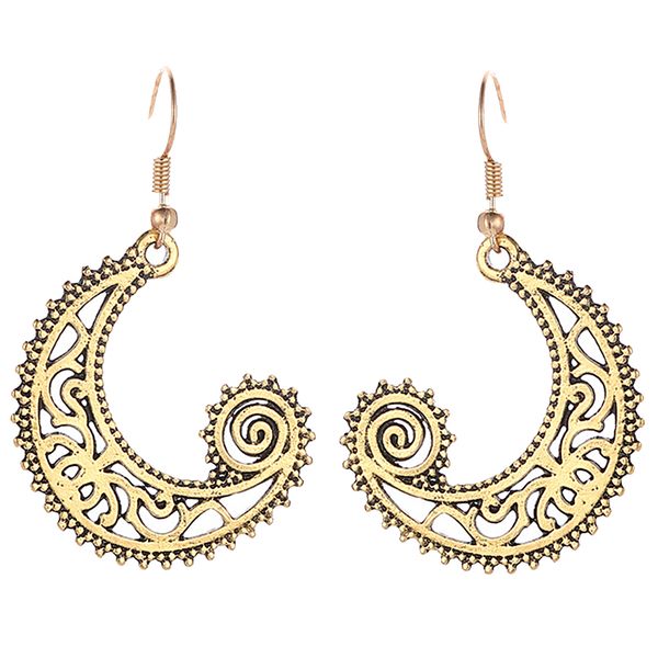 

gypsy fish hoop spiral moon earrings women girls african tribal ethnic, Golden